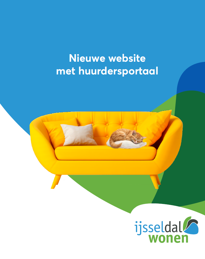 Voorkant flyer met Nieuwe website en huurdersportaal